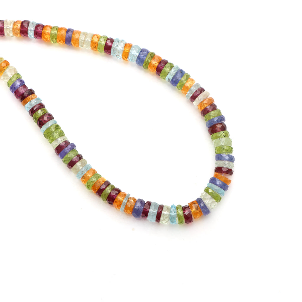 Natural Mix Semi Gemstone Faceted Tyre Beads