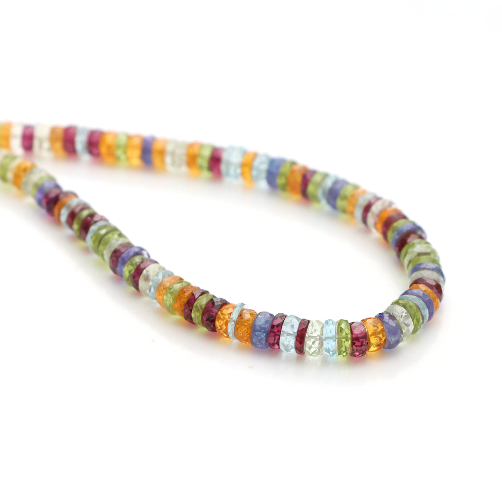 Natural Mix Semi Gemstone Faceted Tyre Beads