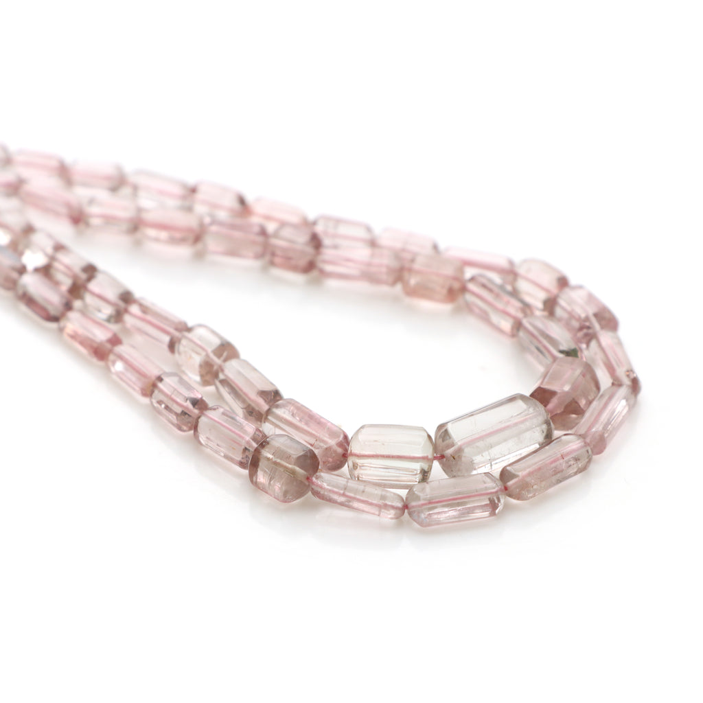 Pink Tourmaline Faceted Cylinder Beads for jewelry making