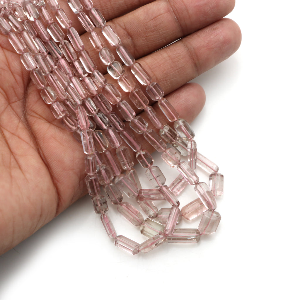 Pink Tourmaline Faceted Cylinder Beads for jewelry making