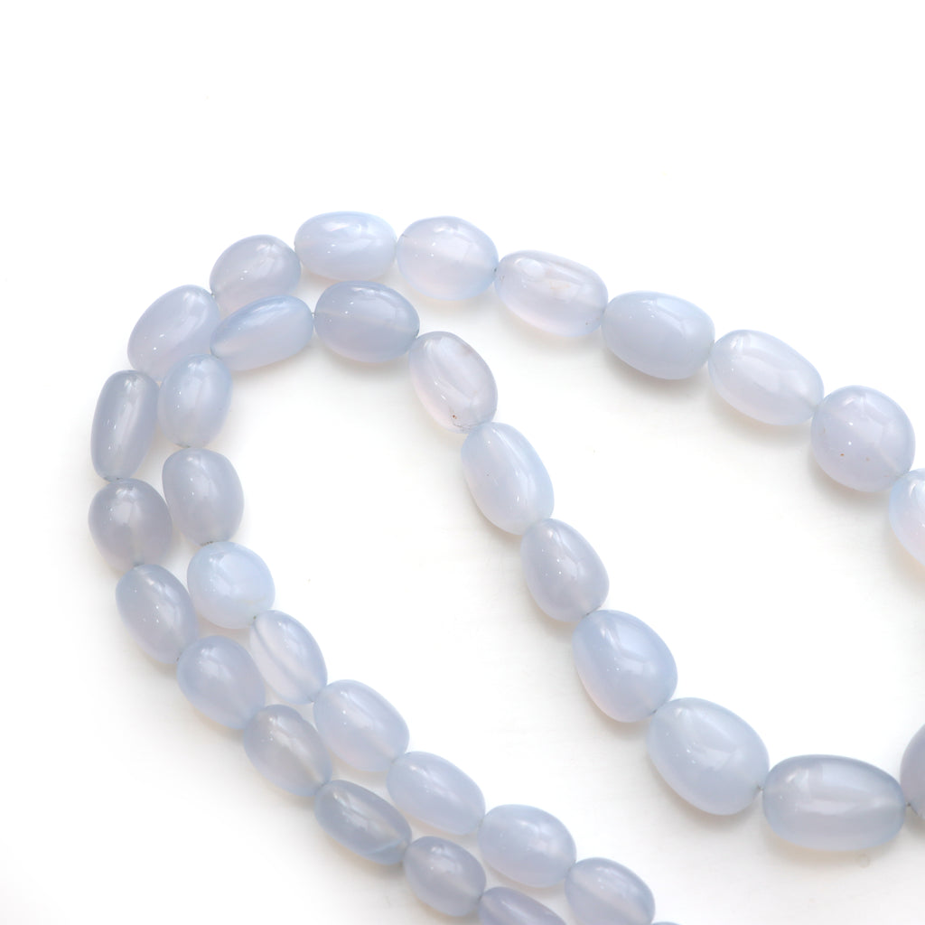 Blue Chalcedony Smooth Tumble Beads