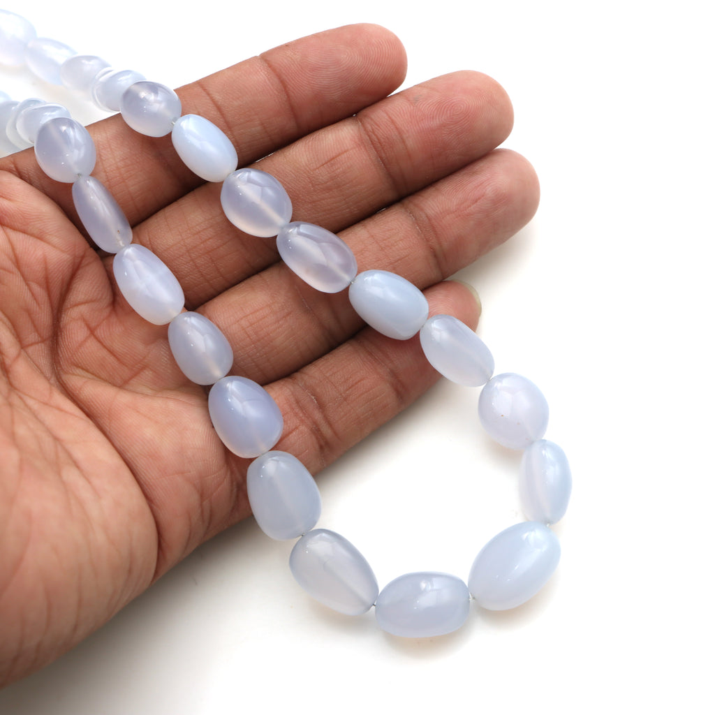 Blue Chalcedony Smooth Tumble Beads