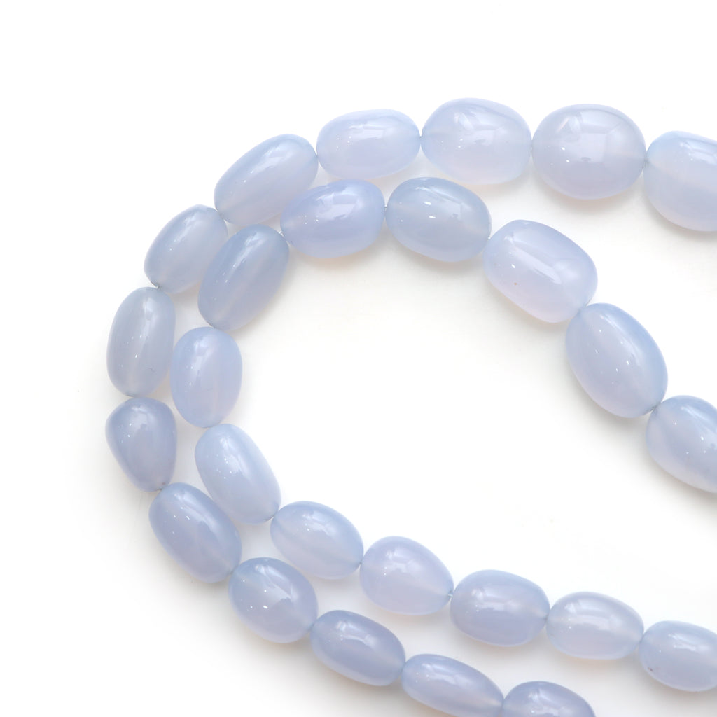 Blue Chalcedony Smooth Tumble Beads