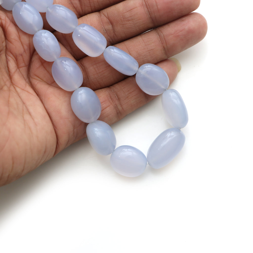 Blue Chalcedony Smooth Tumble Beads