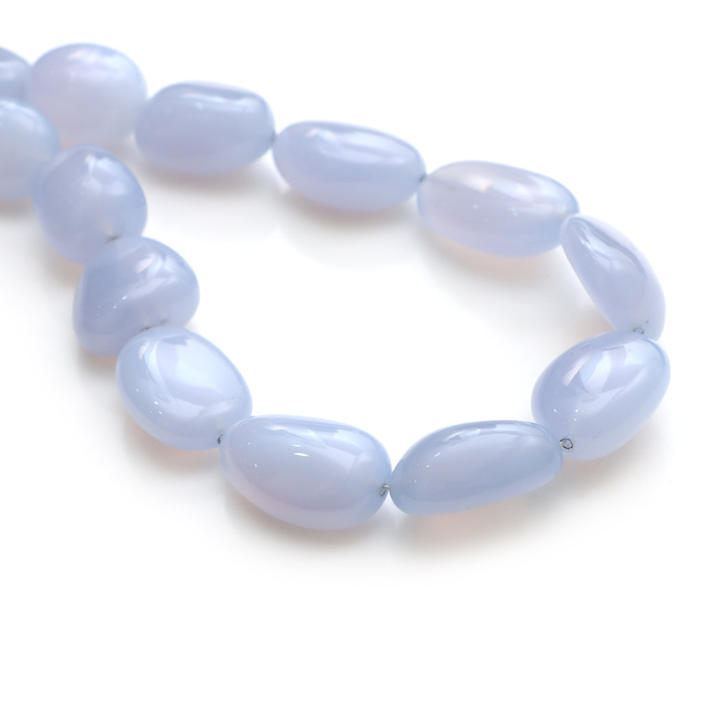 Blue Chalcedony Smooth Tumble Beads