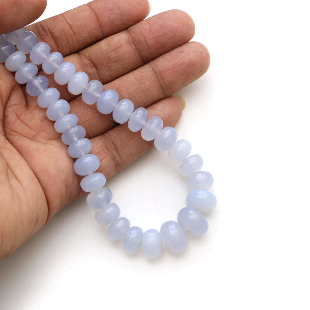 Blue chalcedony faceted rondelle beads