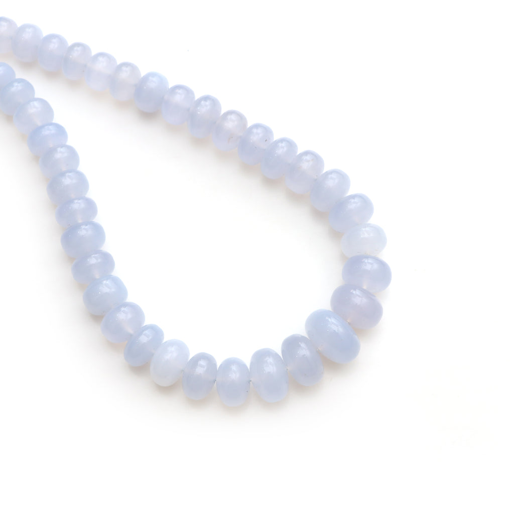 Blue chalcedony Smooth rondelle beads