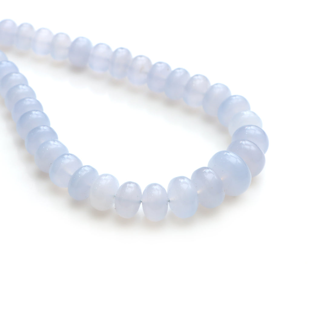 Blue chalcedony Smooth rondelle beads