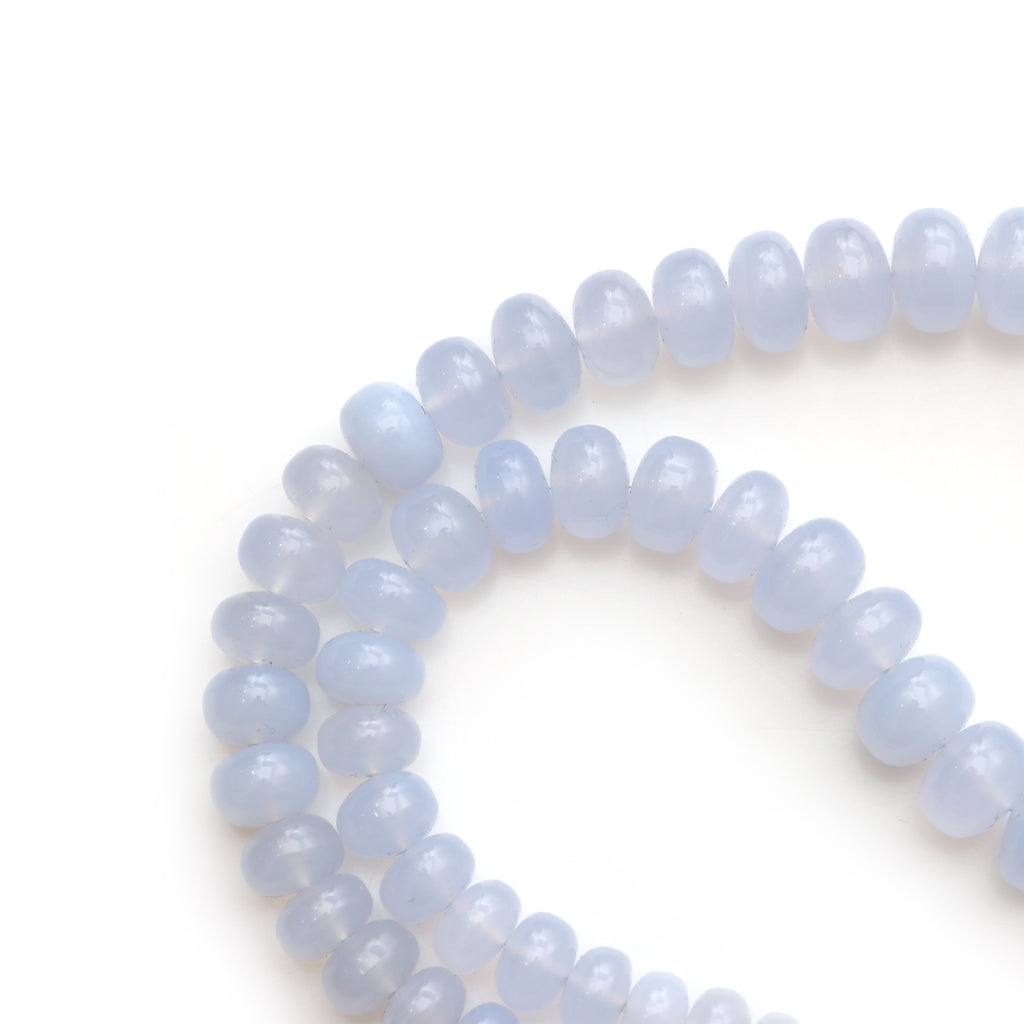 Blue chalcedony Smooth rondelle beads