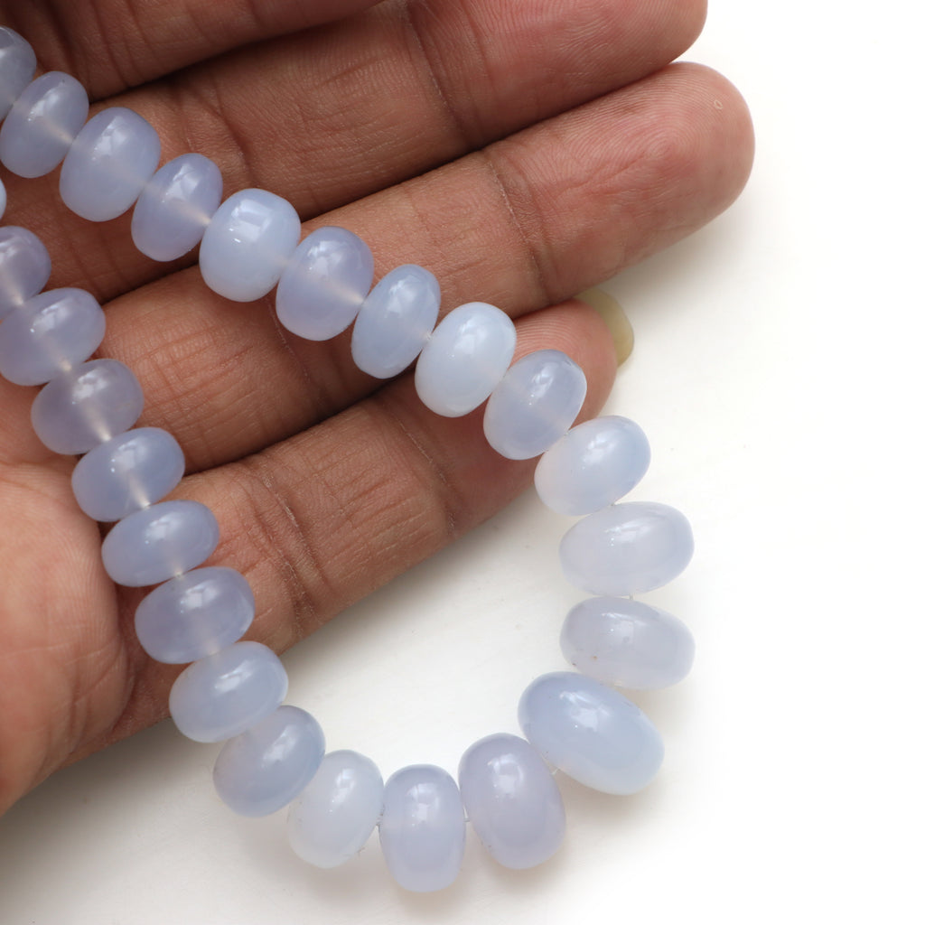 Blue chalcedony Smooth rondelle beads