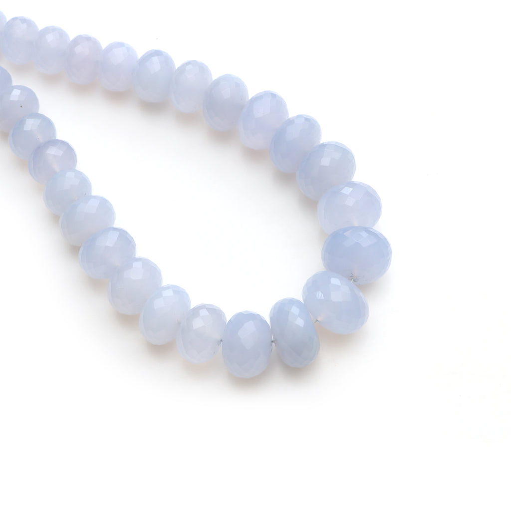 Blue chalcedony faceted rondelle beads