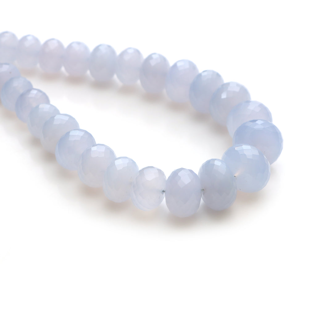 Blue chalcedony faceted rondelle beads