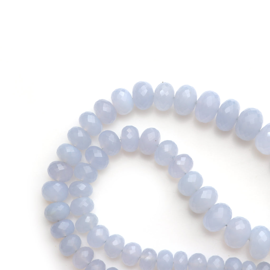 Blue chalcedony faceted rondelle beads