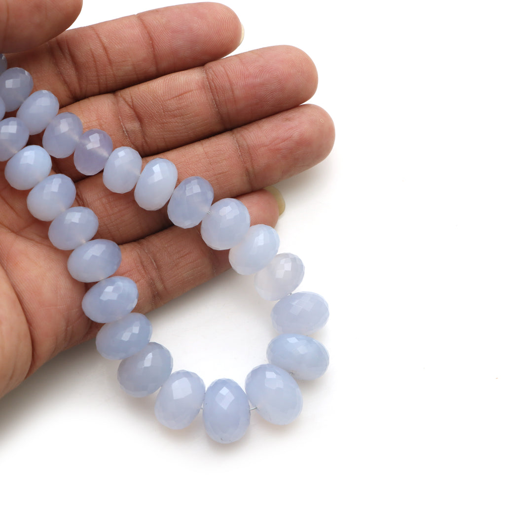 Blue chalcedony faceted rondelle beads