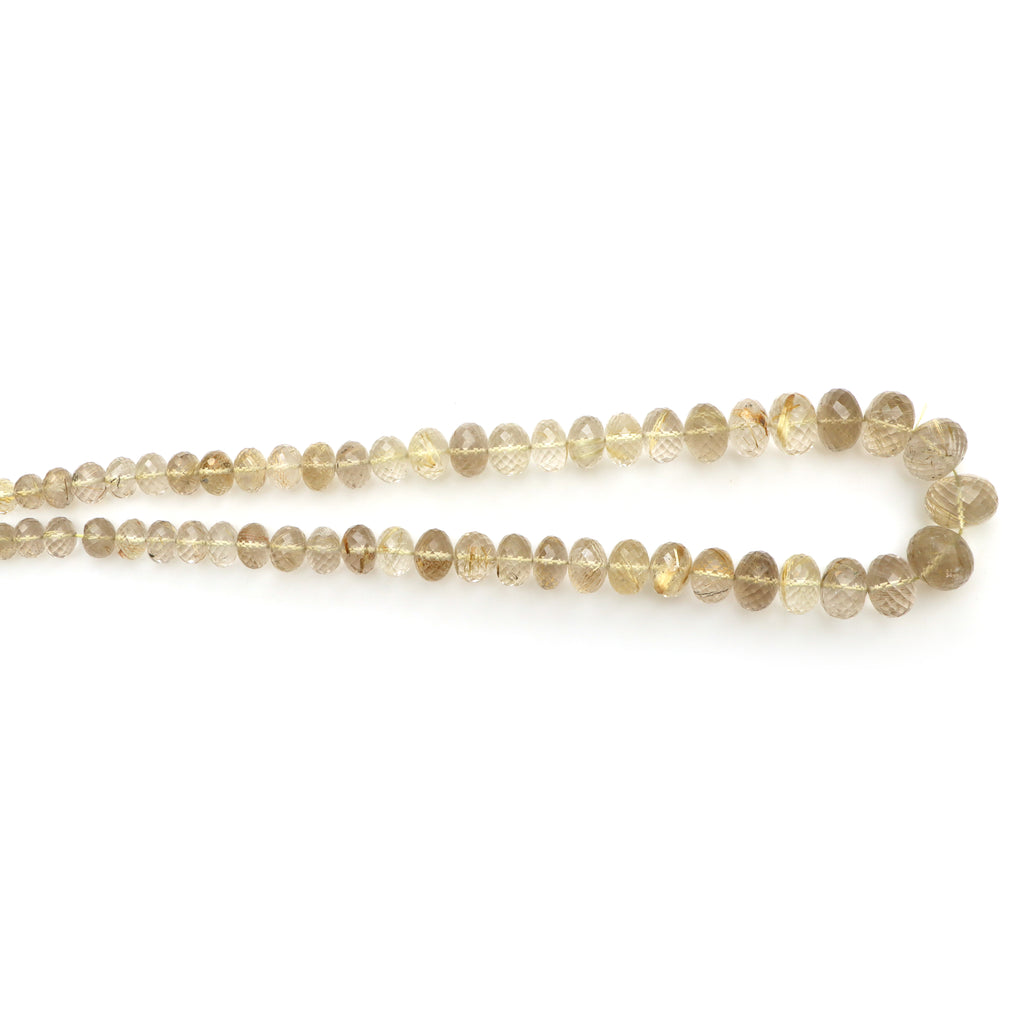 Golden Rutile Faceted Rondelle Beads