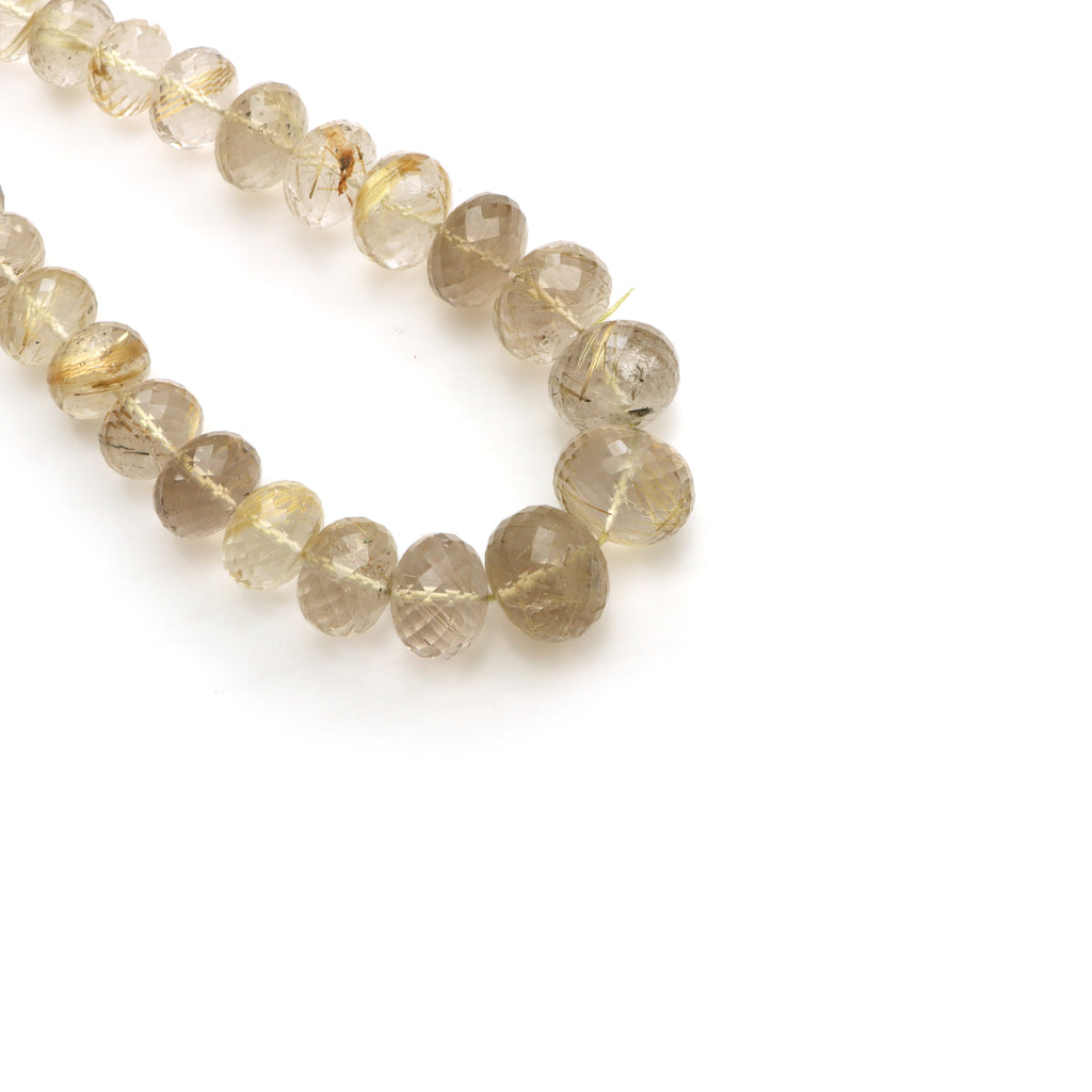 Golden Rutile Faceted Rondelle Beads