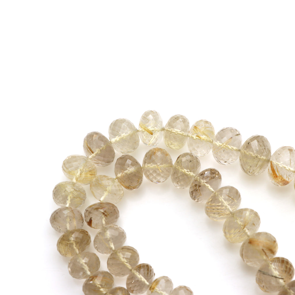 Golden Rutile Faceted Rondelle Beads