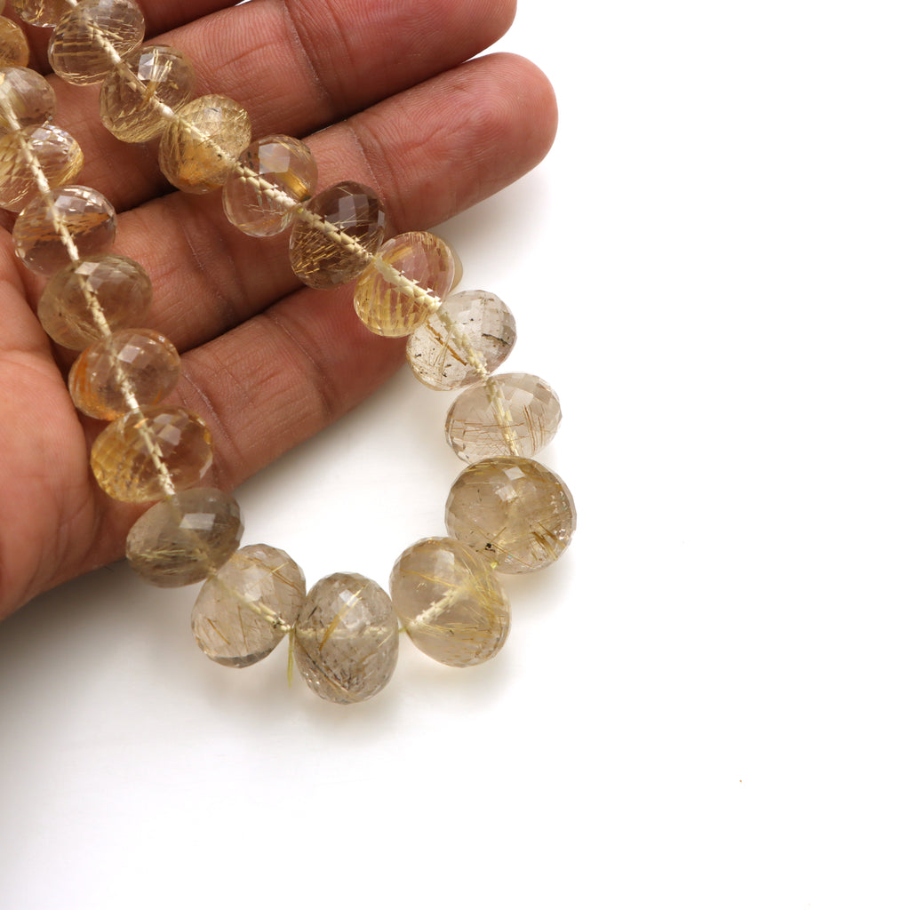 Golden Rutile Faceted Rondelle Beads