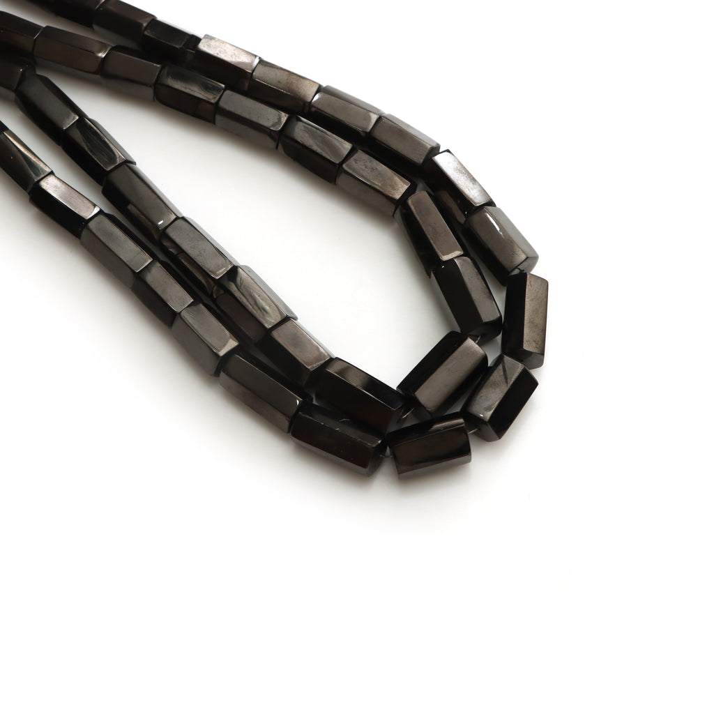 Shungite faceted Cylinder Beads