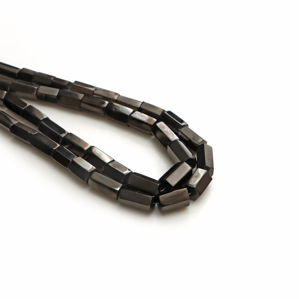 Shungite faceted Cylinder Beads