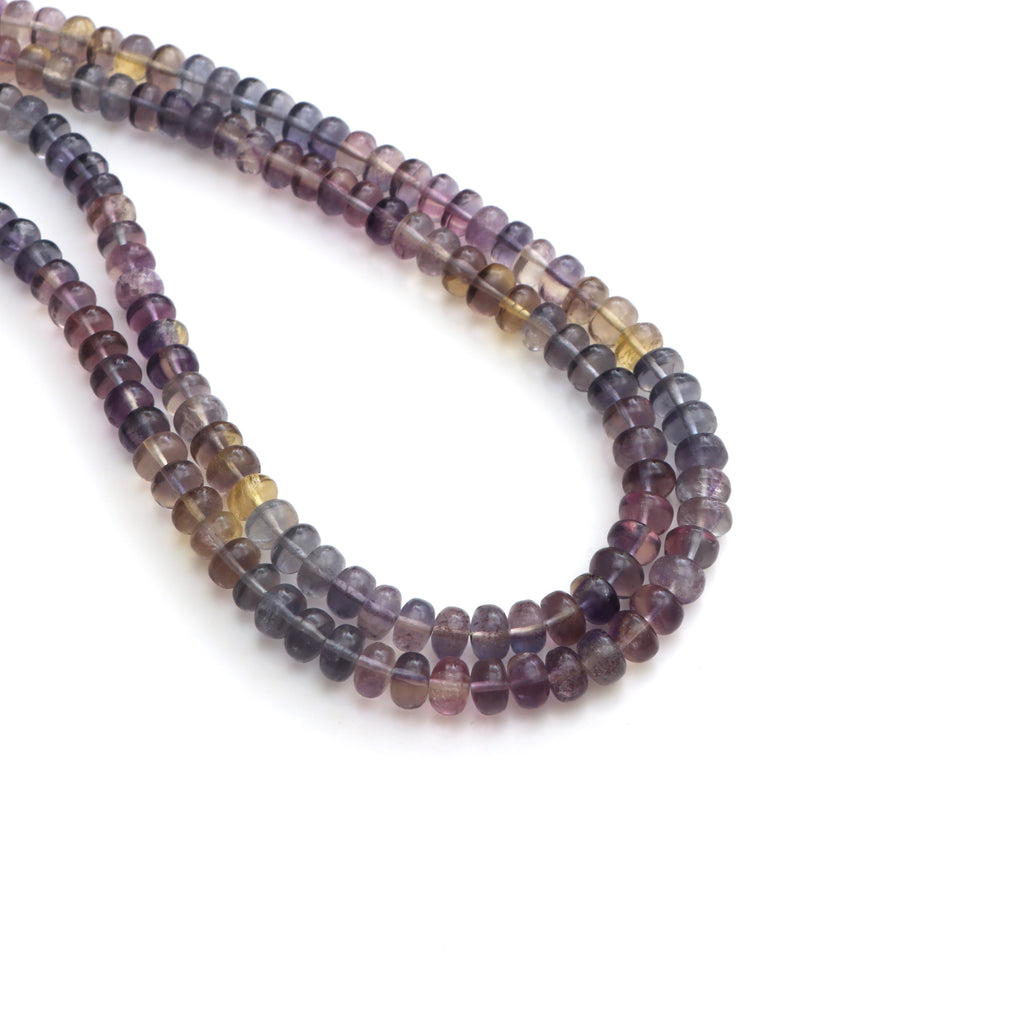 Natural Multi Fluorite Faceted Roundel Beads