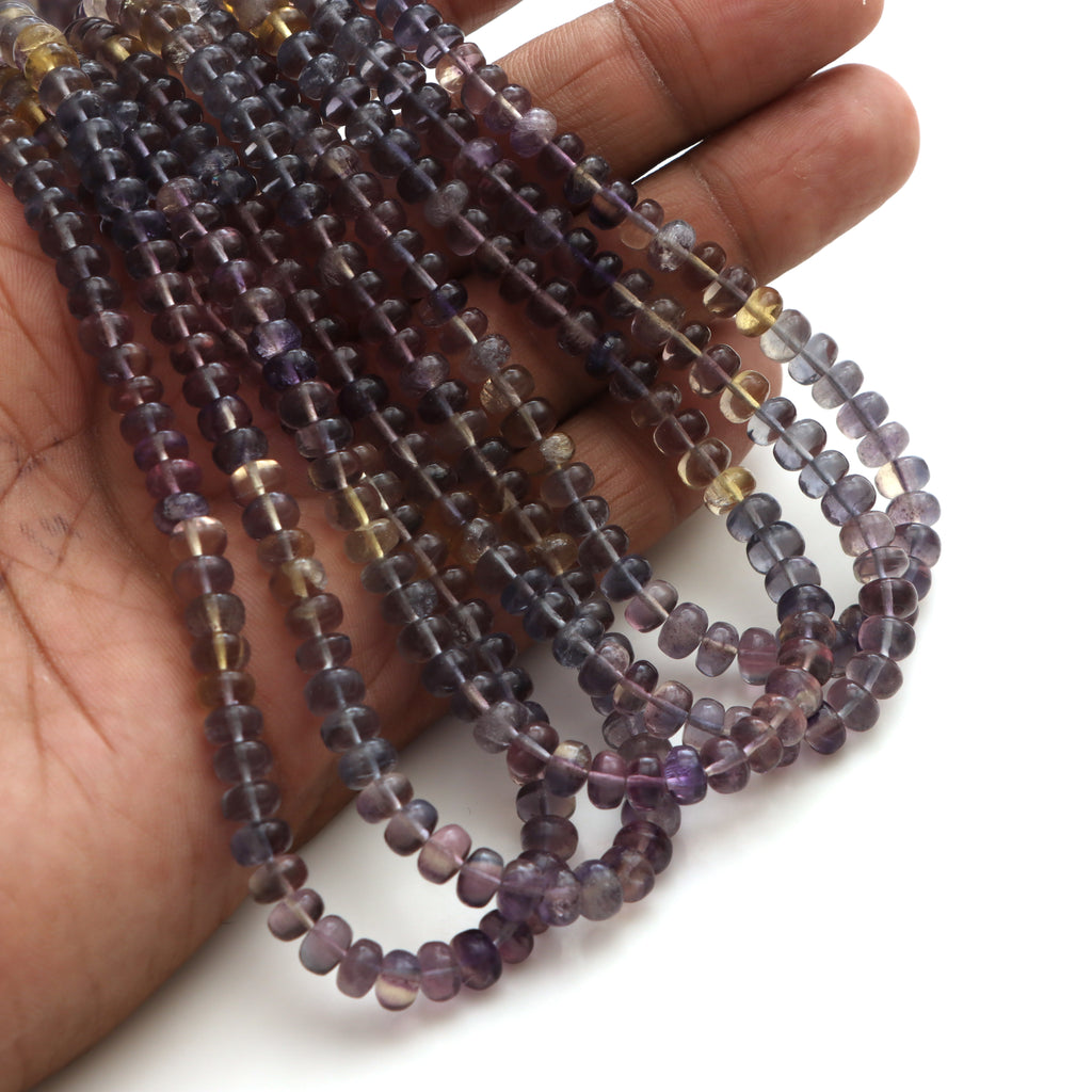 Natural Multi Fluorite Faceted Roundel Beads