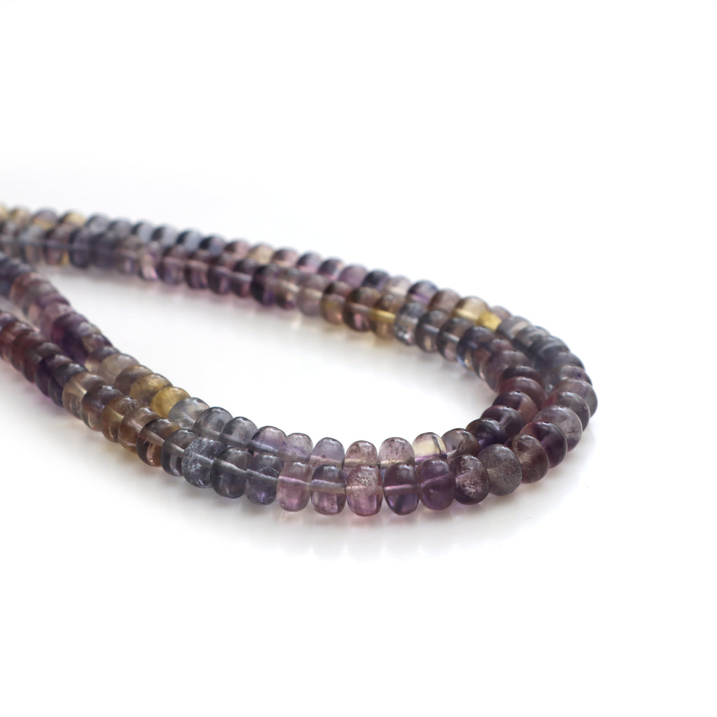 Natural Multi Fluorite Faceted Roundel Beads