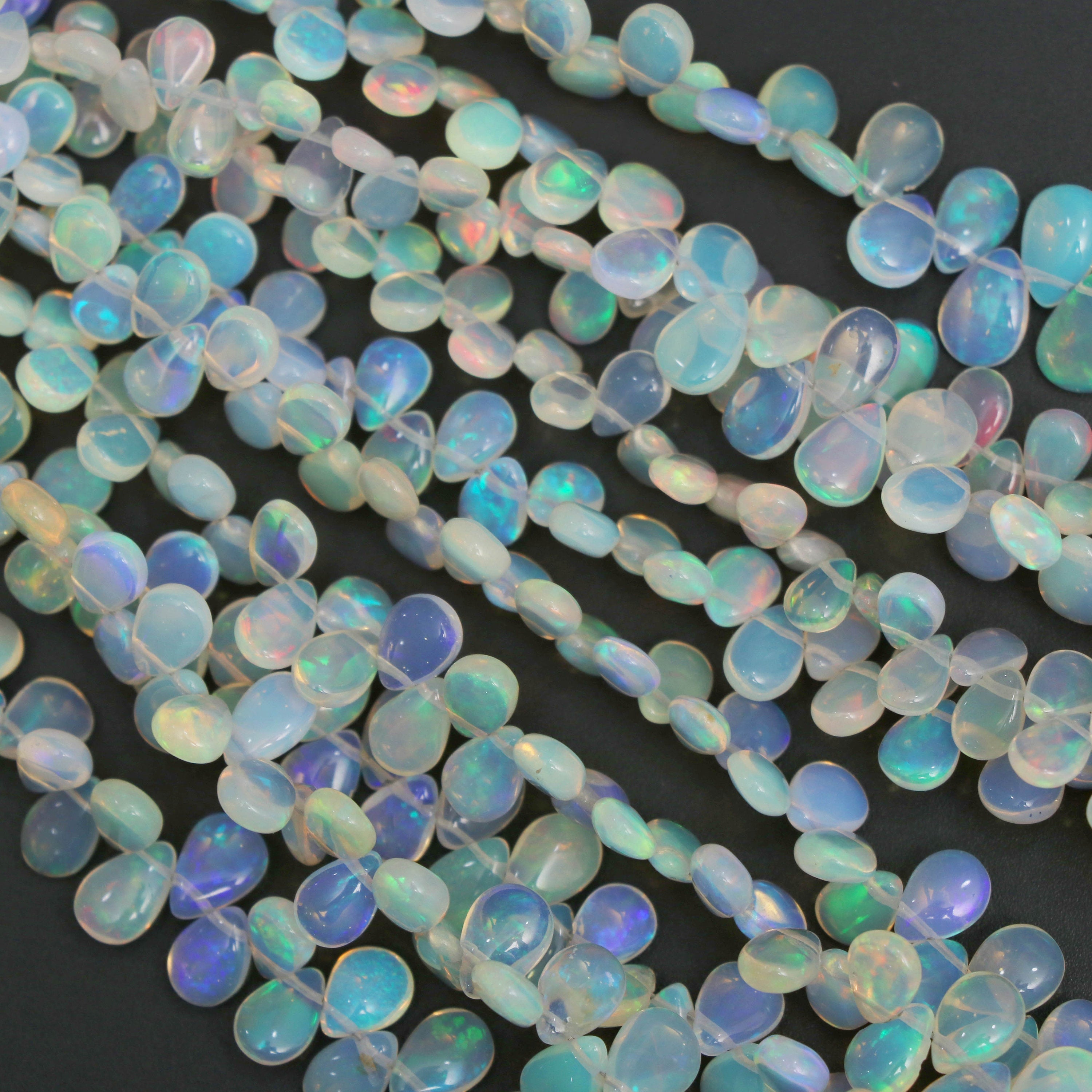 Natural Ethiopian Opal Smooth Pear Beads, 4x6 mm to 7x10 mm