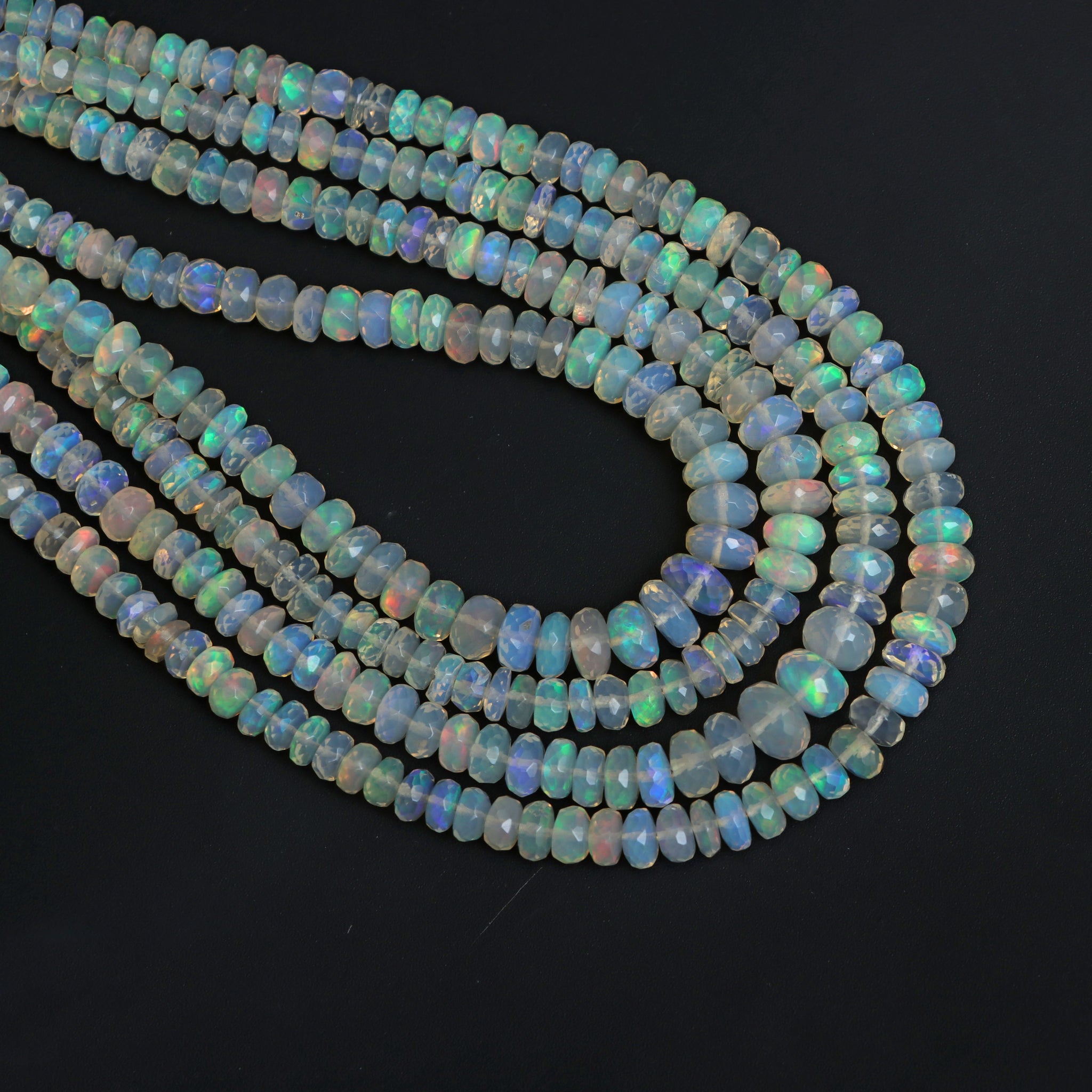 Ethiopian Opal online Smooth Rondelle Beads, 5 mm to 11 mm, Ethiopian Opal Beads, Opal Handmade Jewelry Making Gemstone Beads, 18 Inches Strand