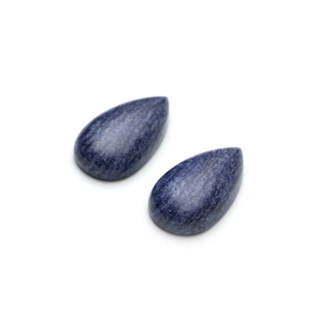 AAA Quality Natural Denim Quartz Smooth Pear Cabochon Gemstone | 16x28 mm | Gemstone Cabochon | Pair ( 2 Pieces ) - National Facets, Gemstone Manufacturer, Natural Gemstones, Gemstone Beads