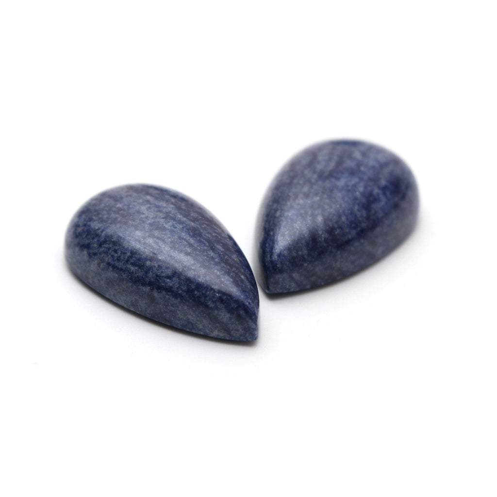 AAA Quality Natural Denim Quartz Smooth Pear Cabochon Gemstone | 16x28 mm | Gemstone Cabochon | Pair ( 2 Pieces ) - National Facets, Gemstone Manufacturer, Natural Gemstones, Gemstone Beads