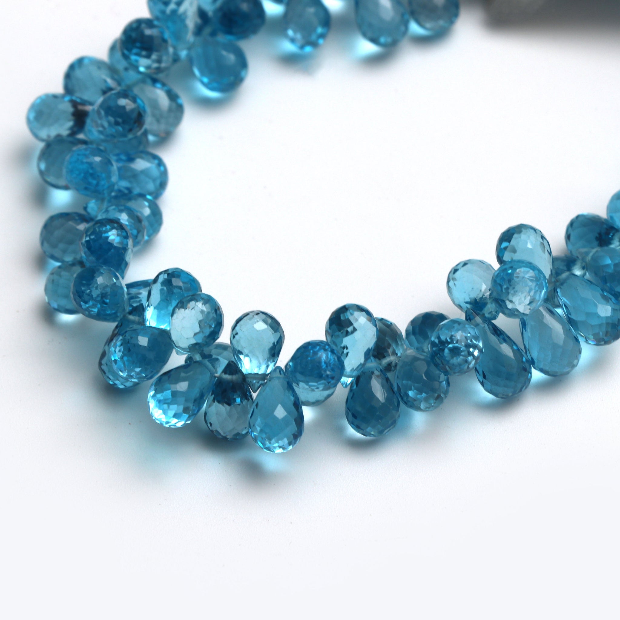 2024 18 Inch Swiss Blue Topaz Faceted Roundel 5-10MM , Top Quality, Swiss Blue topaz faceted Beads. Listing of single strand