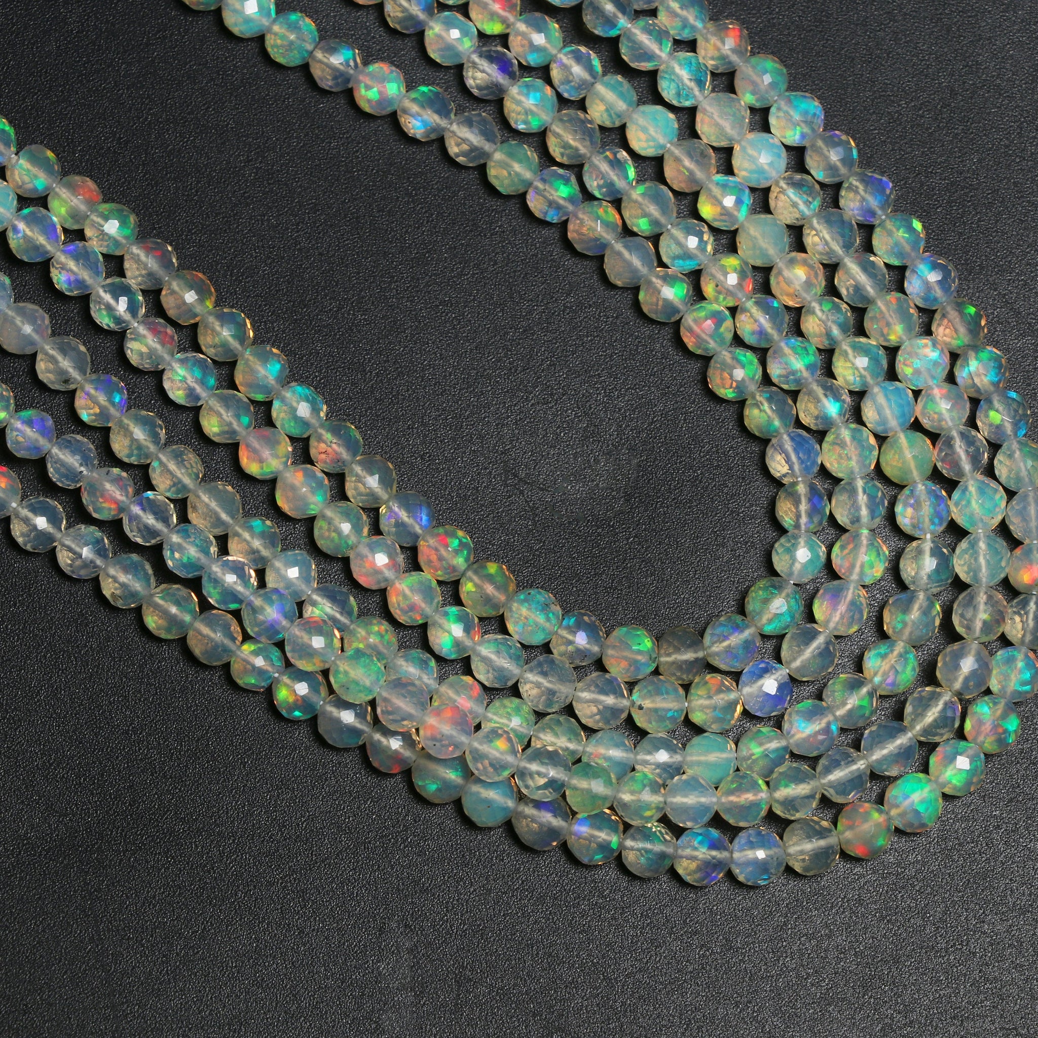 Natural Ethiopian Opal Faceted Round Beads | 3-5 MM Faceted shops Round Beads | Welo Ethiopian Opal |16 Inches