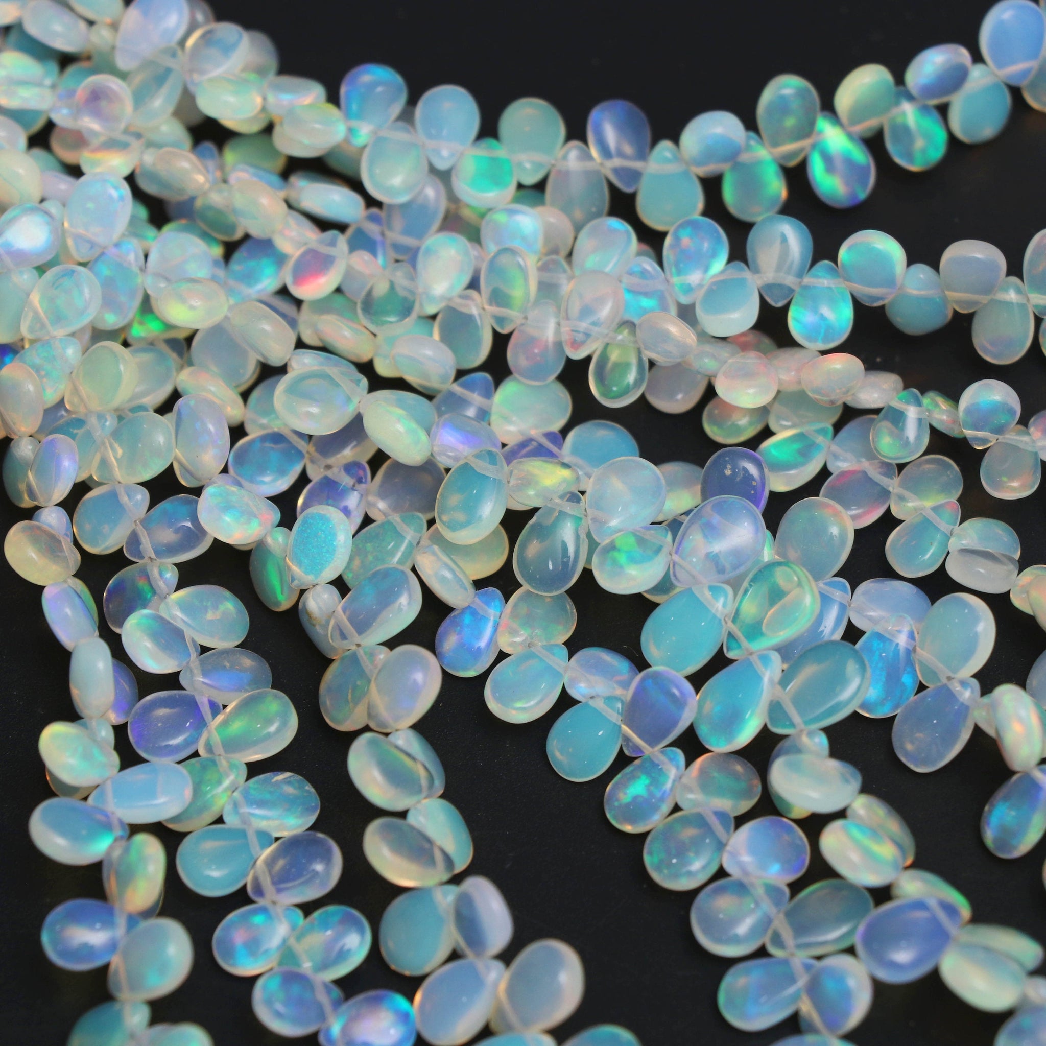 100% Natural Ethiopian Opal Smooth Roundel Beads, 3-6.5 MM,Ethiopian Opal Smooth Beads Strand, Wholesale Opal 2024 Beads, Multi fire Opal Beads