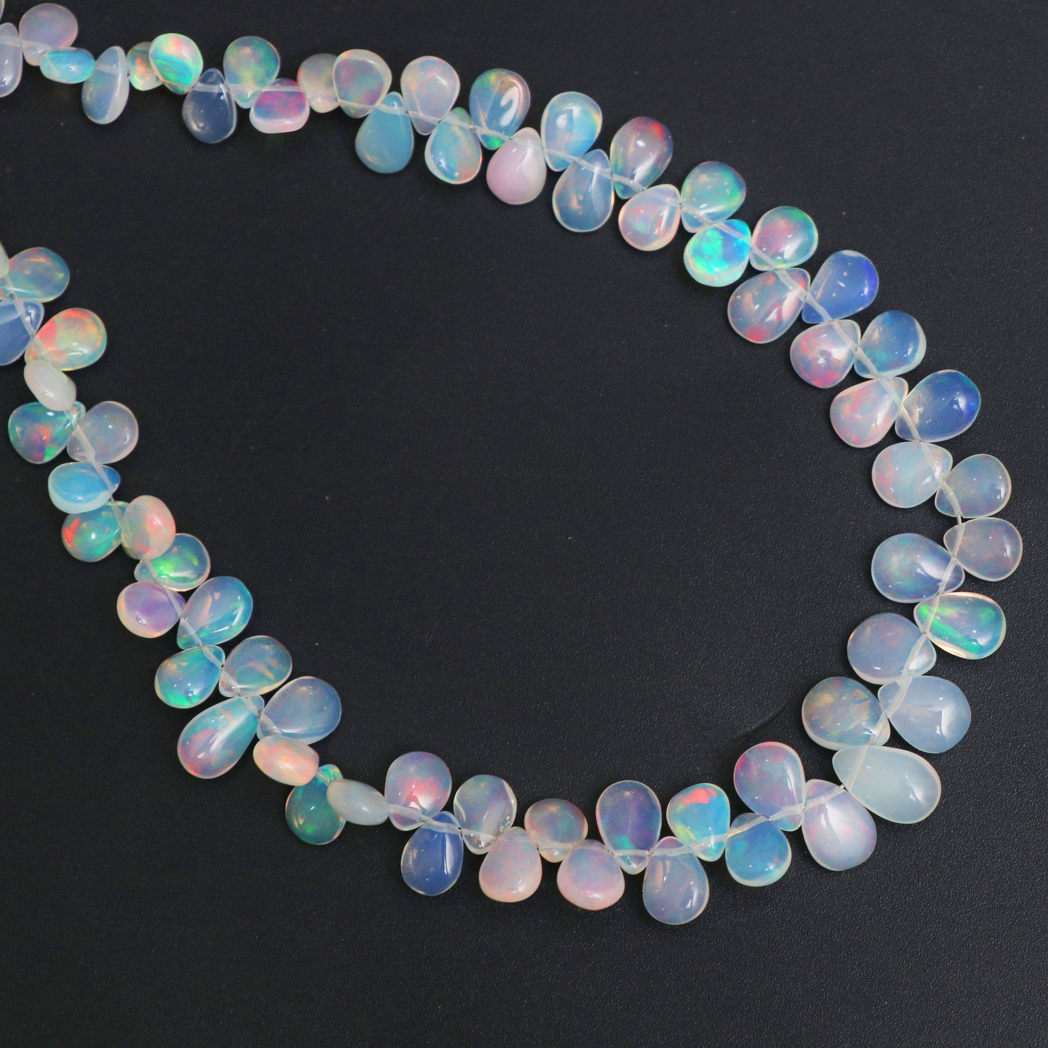 Fashion GEMSTONE PEAR Black Ethiopian Opal Gemstone Ethiopian Opal Smooth Pear Shape Beads 4X5 TO 4X9 mm Size Approx Beads 16 inch Strand[E9356]