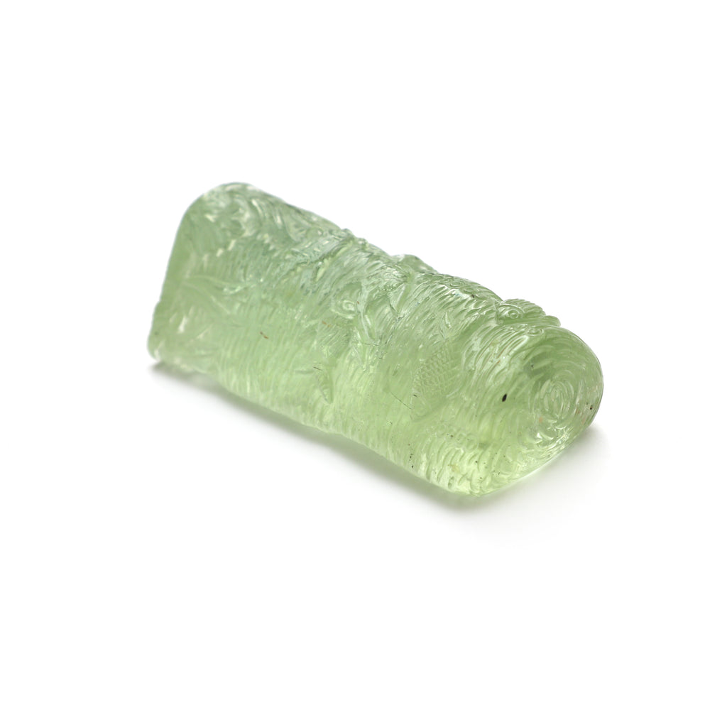 Green Aquamarine Tube Carving Loose Gemstone, 24x65 mm, Green Aquamarine Tube Jewelry Handmade Gift for Women, 1 Piece - National Facets, Gemstone Manufacturer, Natural Gemstones, Gemstone Beads, Gemstone Carvings