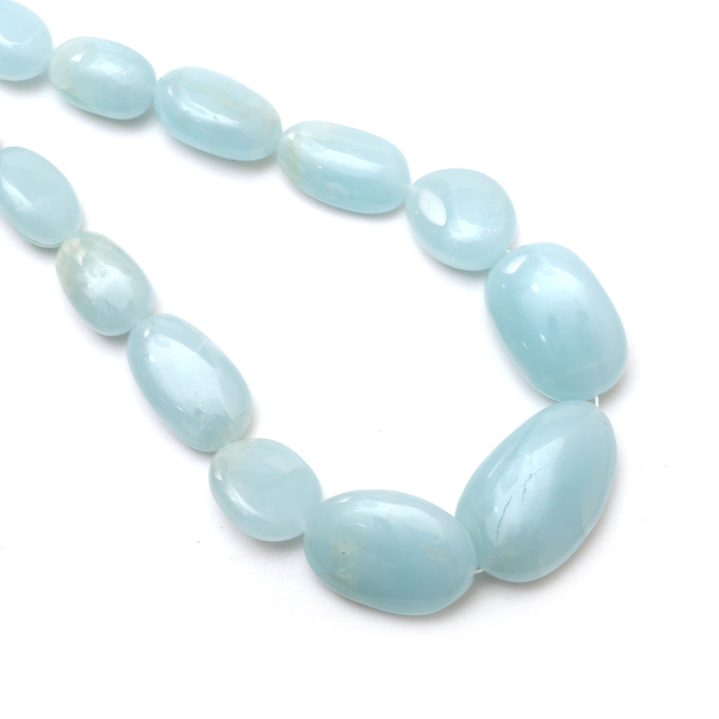 Aquamarine Smooth Tumble Beads, 11.5x14.5 mm to 25x38 mm, Aquamarine Jewelry Handmade Gift for Women, 20 Inches Strand, Price Per Strand - National Facets, Gemstone Manufacturer, Natural Gemstones, Gemstone Beads, Gemstone Carvings