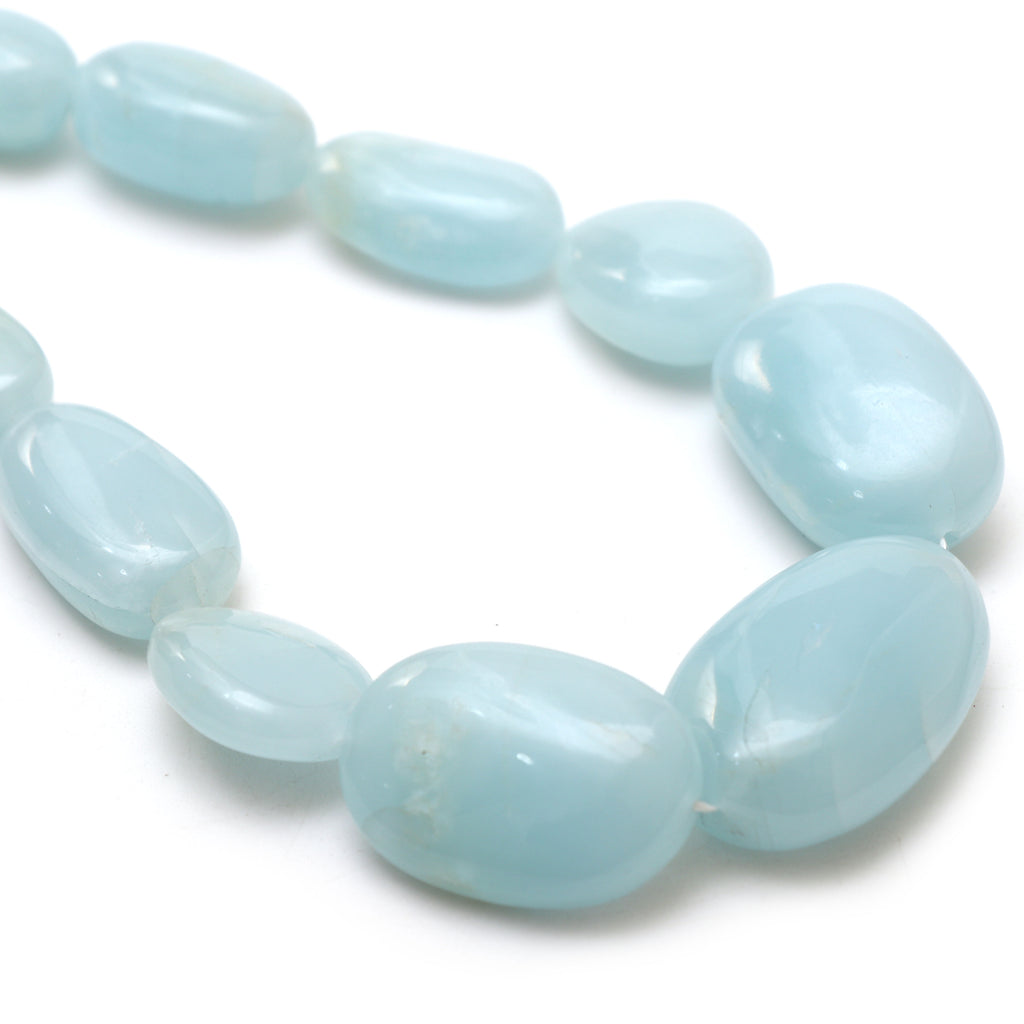 Aquamarine Smooth Tumble Beads, 11.5x14.5 mm to 25x38 mm, Aquamarine Jewelry Handmade Gift for Women, 20 Inches Strand, Price Per Strand - National Facets, Gemstone Manufacturer, Natural Gemstones, Gemstone Beads, Gemstone Carvings