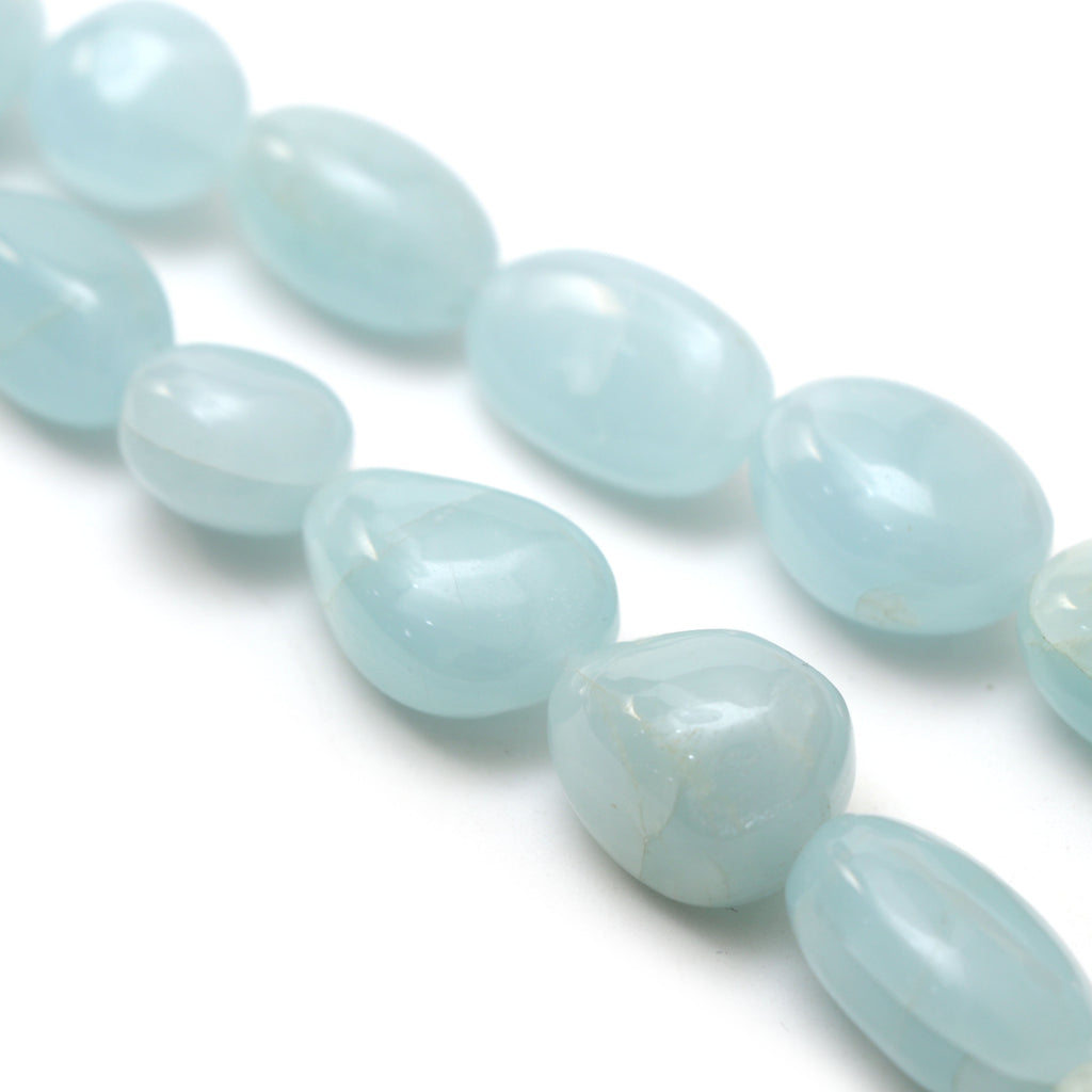 Aquamarine Smooth Tumble Beads, 11.5x14.5 mm to 25x38 mm, Aquamarine Jewelry Handmade Gift for Women, 20 Inches Strand, Price Per Strand - National Facets, Gemstone Manufacturer, Natural Gemstones, Gemstone Beads, Gemstone Carvings