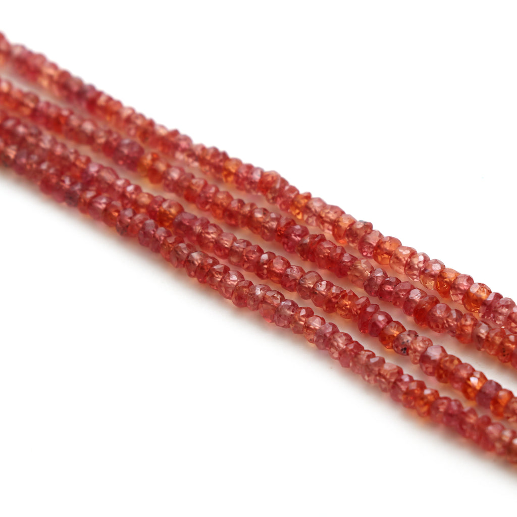 Sapphire Faceted Rondelle Beads, 3 mm to 3.5 mm, Sapphire Jewelry Handmade Gift for Women, 17 Inch Strand, Price Per Strand - National Facets, Gemstone Manufacturer, Natural Gemstones, Gemstone Beads, Gemstone Carvings