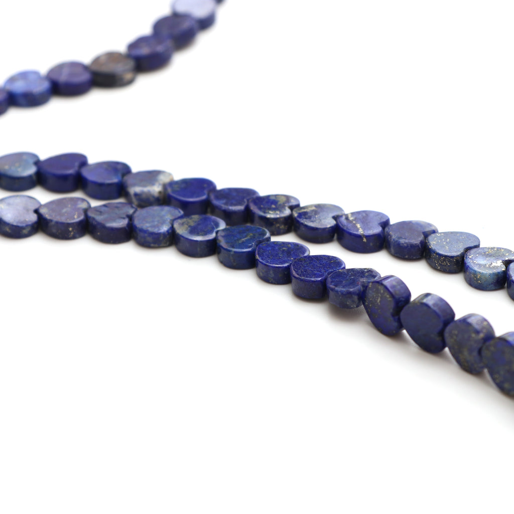 Natural Lapis Smooth Heart Shape Both Side Flat Beads, 10x10 mm, Lapis Heart Jewelry Making Beads, 8 Inches / 19 Inches, Price Per Strand - National Facets, Gemstone Manufacturer, Natural Gemstones, Gemstone Beads, Gemstone Carvings