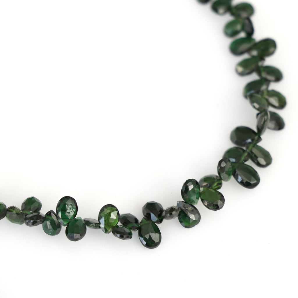 Chrome Tourmaline Faceted Pear Beads, 3x4.5 mm to 4.5x7 mm, Chrome Tourmaline Faceted Gemstone, 8 inch, Price Per Strand - National Facets, Gemstone Manufacturer, Natural Gemstones, Gemstone Beads